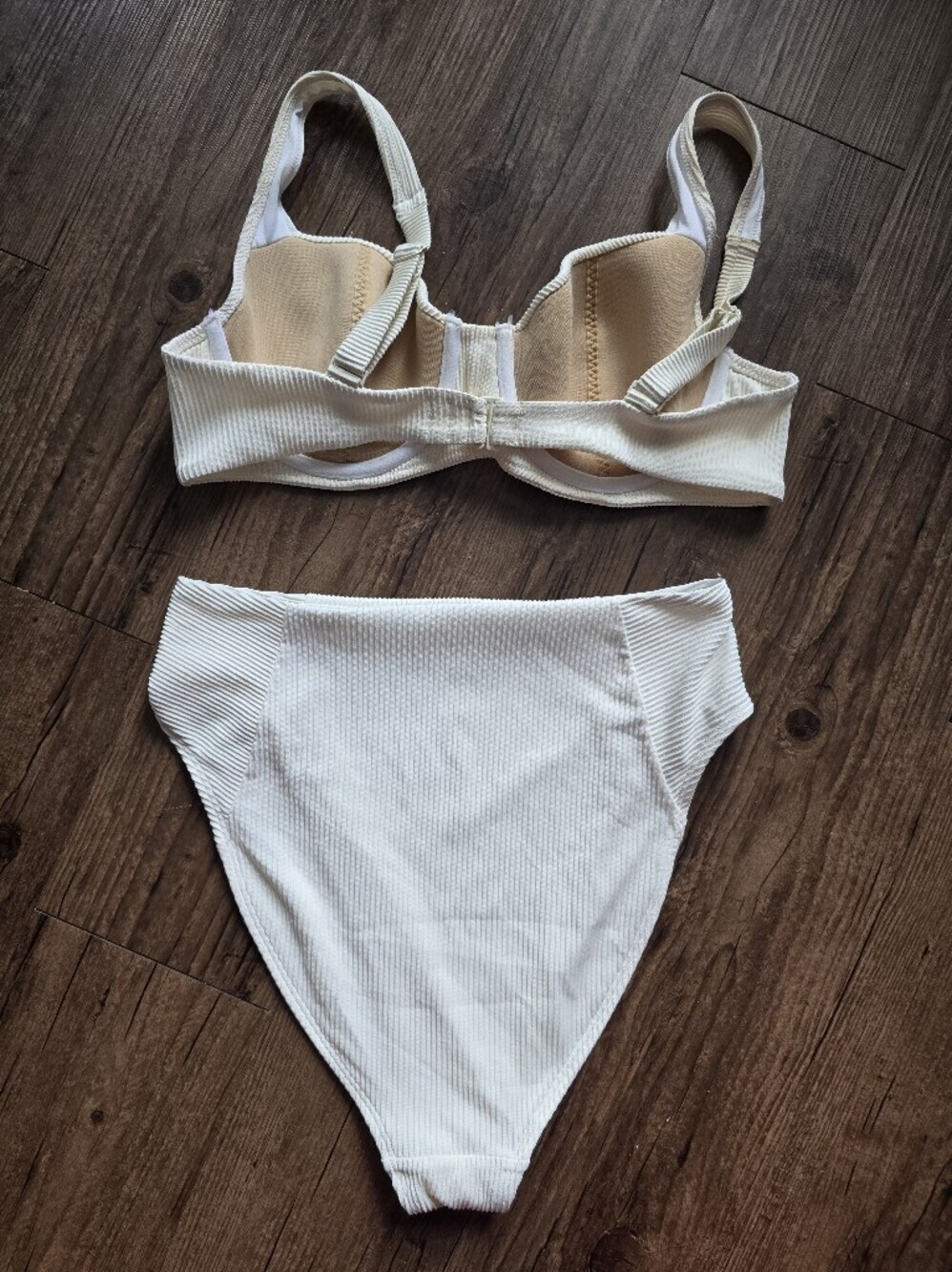 Off White Ribbed Underwire Bikini Set - Picture 3 of 3